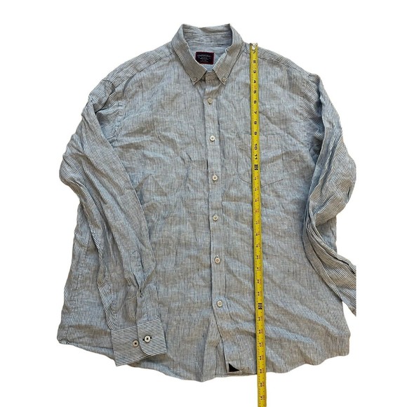 Untuckit Men’s XL Blue Striped 100% Linen‎ Shirt Button Down L/S Tercos WR - Picture 3 of 6